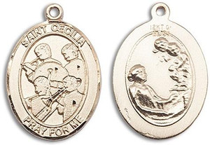 St Cecilia Marching Band Medal - 14kt Gold Oval Pendant 3 Sizes St Cecilia Marching Band Medal - 14kt Gold Oval Pendant 3 Sizes