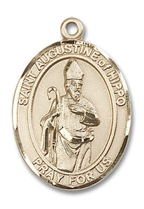 St Augustine of Hippo Medal - 14kt Gold Oval Pendant 3 Sizes St Augustine of Hippo Medal - 14kt Gold Oval Pendant 3 Sizes