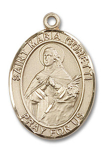 St Maria Goretti Medal - 14kt Gold Oval Pendant 3 Sizes St Maria Goretti Medal - 14kt Gold Oval Pendant 3 Sizes