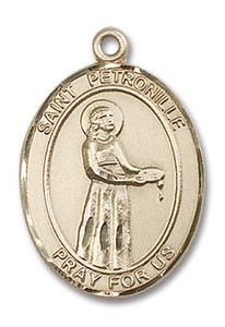 St Petronille Medal - 14kt Gold Oval Pendant 3 Sizes St Petronille Medal - 14kt Gold Oval Pendant 3 Sizes