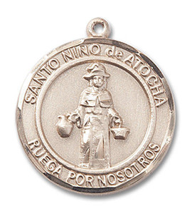 Nino De Atocha Medal - 14kt Gold Round Pendant 2 Sizes Nino De Atocha Medal - 14kt Gold Round Pendant 2 Sizes