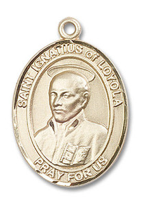 St Ignatius of Loyola Medal - 14kt Gold Oval Pendant 3 Sizes St Ignatius of Loyola Medal - 14kt Gold Oval Pendant 3 Sizes