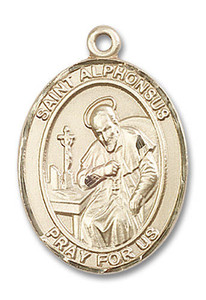 St Alphonsus Medal - 14kt Gold Oval Pendant 3 Sizes St Alphonsus Medal - 14kt Gold Oval Pendant 3 Sizes