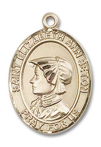 St Elizabeth Ann Seton Medal - 14kt Gold Oval Pendant 3 Sizes St Elizabeth Ann Seton Medal - 14kt Gold Oval Pendant 3 Sizes