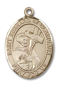 St Bernard of Clairvaux Medal - 14kt Gold Oval Pendant 3 Sizes St Bernard of Clairvaux Medal - 14kt Gold Oval Pendant 3 Sizes