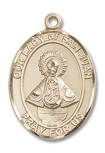 Our Lady of San Juan Medal - 14kt Gold Oval Pendant 3 Sizes Our Lady of San Juan Medal - 14kt Gold Oval Pendant 3 Sizes