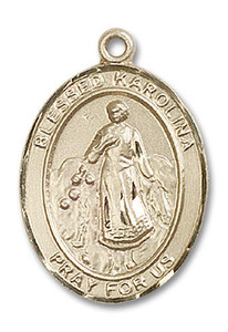 Blessed Karolina Medal - 14kt Gold Oval Pendant 3 Sizes Blessed Karolina Medal - 14kt Gold Oval Pendant 3 Sizes