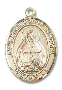St Marie Magdalen Postel Medal - 14kt Gold Oval Pendant 3 Sizes St Marie Magdalen Postel Medal - 14kt Gold Oval Pendant 3 Sizes