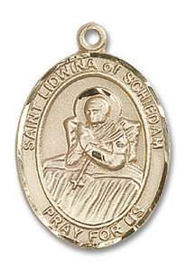 St Lidwina of Schiedam Medal - 14kt Gold Oval Pendant 3 Sizes St Lidwina of Schiedam Medal - 14kt Gold Oval Pendant 3 Sizes