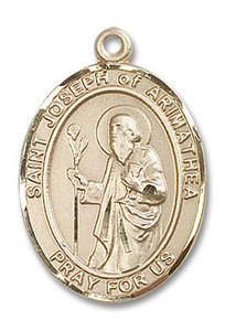 St Joseph of Arimathea Medal - 14kt Gold Oval Pendant 3 Sizes St Joseph of Arimathea Medal - 14kt Gold Oval Pendant 3 Sizes