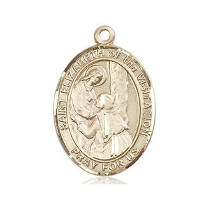 St Elizabeth of The Visitation Medal - 14kt Gold Oval Pendant 3 Sizes St Elizabeth of The Visitation Medal - 14kt Gold Oval Pendant 3 Sizes