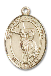 St Paul of The Cross Medal - 14kt Gold Oval Pendant 3 Sizes St Paul of The Cross Medal - 14kt Gold Oval Pendant 3 Sizes
