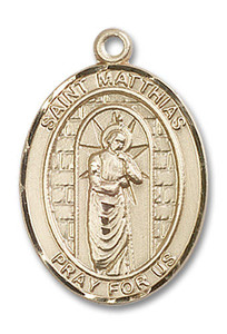 St Matthias Medal - 14kt Gold Oval Pendant 3 Sizes St Matthias Medal - 14kt Gold Oval Pendant 3 Sizes
