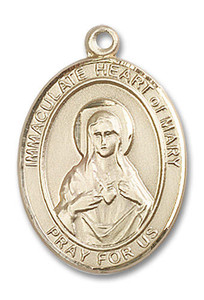 Immaculate Heart of Mary Medal - 14kt Gold Oval Pendant 3 Sizes Immaculate Heart of Mary Medal - 14kt Gold Oval Pendant 3 Sizes