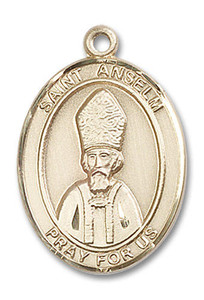 St Anselm Medal - 14kt Gold Oval Pendant 3 Sizes St Anselm Medal - 14kt Gold Oval Pendant 3 Sizes