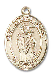 St Thomas Becket Medal - 14kt Gold Oval Pendant 3 Sizes St Thomas Becket Medal - 14kt Gold Oval Pendant 3 Sizes