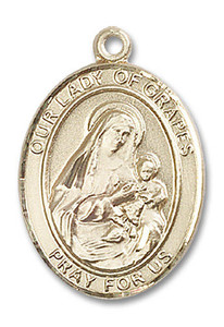 Our Lady of Grapes Medal - 14kt Gold Oval Pendant 3 Sizes Our Lady of Grapes Medal - 14kt Gold Oval Pendant 3 Sizes