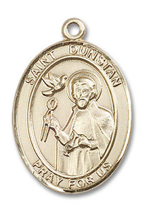 St Dunstan Medal - 14kt Gold Oval Pendant 3 Sizes St Dunstan Medal - 14kt Gold Oval Pendant 3 Sizes