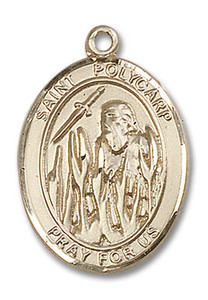 St Polycarp Medal - 14kt Gold Oval Pendant 3 Sizes St Polycarp Medal - 14kt Gold Oval Pendant 3 Sizes