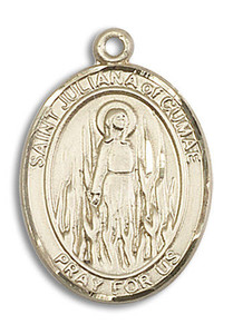 St Juliana of Cumae Medal - 14kt Gold Oval Pendant 3 Sizes St Juliana of Cumae Medal - 14kt Gold Oval Pendant 3 Sizes