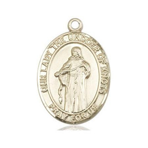 Our Lady Undoer of Knots Medal - 14kt Gold Oval Pendant 3 Sizes Our Lady Undoer of Knots Medal - 14kt Gold Oval Pendant 3 Sizes