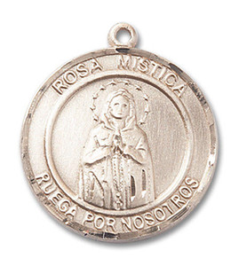Rosa Mistica Medal - 14kt Gold Round Pendant 2 Sizes Rosa Mistica Medal - 14kt Gold Round Pendant 2 Sizes
