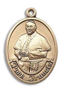 Pope Francis Medal - 14kt Gold Oval Pendant 2 Sizes Pope Francis Medal - 14kt Gold Oval Pendant 2 Sizes
