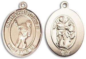 St Christopher Lacrosse Medal - 14kt Gold Pendant 2 Sizes St Christopher Lacrosse Medal - 14kt Gold Pendant 2 Sizes