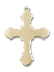 Large Embellished Flat Cross Pendant - 14kt Gold 1 1/4 x 7/8 60371 Large Embellished Flat Cross Pendant - 14kt Gold 1 1/4 x 7/8 60371