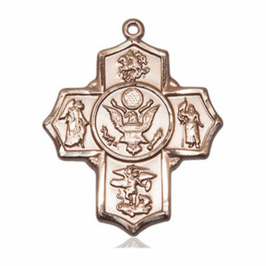 Large Army 5-Way Medal - 14kt Gold 1 1/4 x 1 Pendant 5790 Large Army 5-Way Medal - 14kt Gold 1 1/4 x 1 Pendant 5790