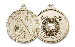 Extra Large St Michael Coast Guard Medal - 14kt Gold 1 3/8 x 1 1/4 Round Pendant 0201 Extra Large St Michael Coast Guard Medal - 14kt Gold 1 3/8 x 1 1/4 Round Pendant 0201