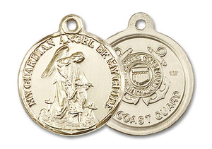 Guardain Angel Coast Guard Medal - 14kt Gold 7/8 x 3/4 Round Pendant 0341 Guardain Angel Coast Guard Medal - 14kt Gold 7/8 x 3/4 Round Pendant 0341