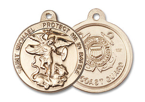 St Michael Coast Guard Medal - 14kt Gold 7/8 x 3/4 Round Pendant 0344 St Michael Coast Guard Medal - 14kt Gold 7/8 x 3/4 Round Pendant 0344