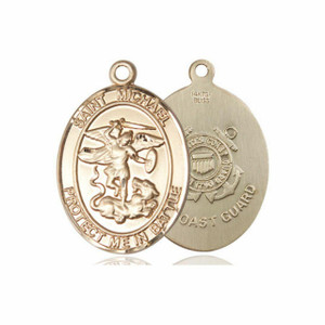 Large St Michael Coast Guard Medal - 14kt Gold 1 x 1 1/4 Oval Pendant 1173 Large St Michael Coast Guard Medal - 14kt Gold 1 x 1 1/4 Oval Pendant 1173