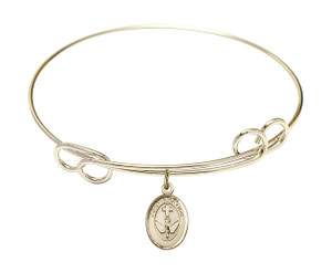 Confirmation Double Loop Bangle Bracelet - Gold-Filled Charm 0973GF