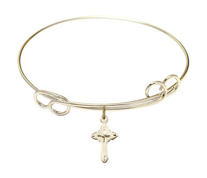 Cross Double Loop Bangle Bracelet - Gold-Filled Charm 2525GF