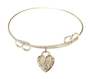 Our Lady of Guadalupe Heart Double Loop Bangle Bracelet - Gold-Filled Charm Our Lady of Guadalupe Heart Double Loop Bangle Bracelet - Gold-Filled Charm