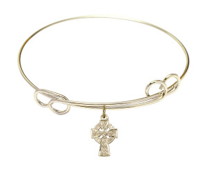 Celtic Cross Double Loop Bangle Bracelet - Gold-Filled Charm