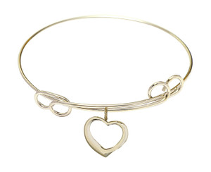 Heart Double Loop Bangle Bracelet - Gold-Filled Charm - 4208GF