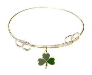 Shamrock Double Loop Bangle Bracelet - Gold-Filled Charm