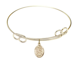 St Michael The Archangel Double Loop Bangle Bracelet - Gold-Filled Charm 9076GF St Michael The Archangel Double Loop Bangle Bracelet - Gold-Filled Charm 9076GF