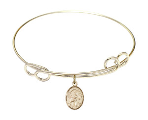 St John of God Double Loop Bangle Bracelet - Gold-Filled Charm 9112GF