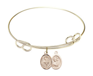 St Christopher - Dance Double Loop Bangle Bracelet - Gold-Filled Charm