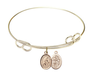 St Sebastian - Basketball Double Loop Bangle Bracelet - Gold-Filled Charm
