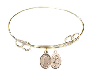 St Sebastian - Ice Hockey Double Loop Bangle Bracelet - Gold-Filled Charm