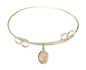 St Gianna Beretta Molla Double Loop Bangle Bracelet - Gold-Filled Charm 9322GF