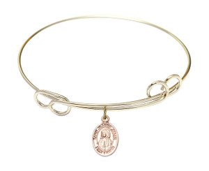 St Jeanne Jugan Double Loop Bangle Bracelet - Gold-Filled Charm 9409GF