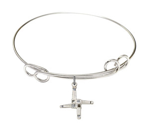 St Brigid Cross Double Loop Bangle Bracelet - Sterling Silver Charm St Brigid Cross Double Loop Bangle Bracelet - Sterling Silver Charm