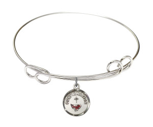 Confirmation Double Loop Bangle Bracelet - Sterling Silver Charm