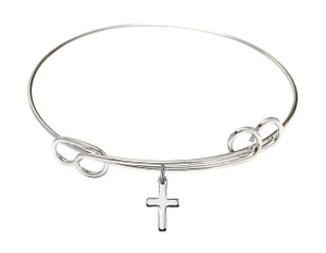 Cross Double Loop Bangle Bracelet - Sterling Silver Charm 1006SS Cross Double Loop Bangle Bracelet - Sterling Silver Charm 1006SS
